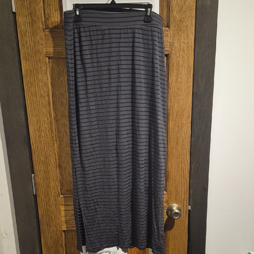 Striped Gray Maxi Skirt